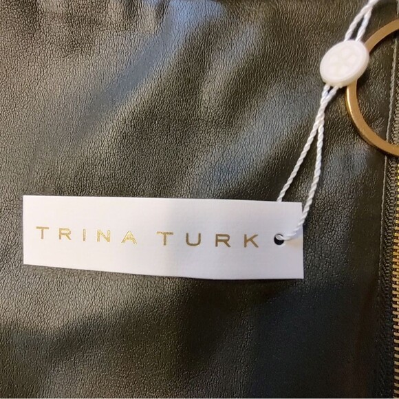 Trina Turk Olive Green Faux Leather Skirt – Size 14 – NWT - Picture 5 of 8